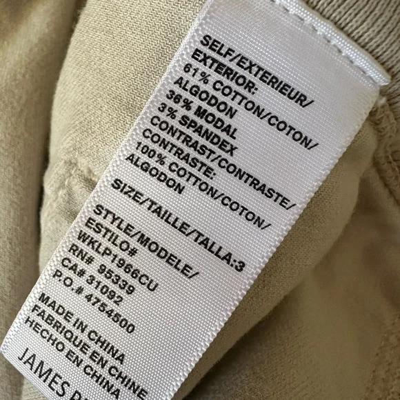 James Perse soft drape Casual Drawstring Jogger Pants - Light Beige size 3 Large